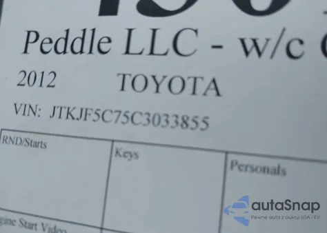 2012 Scion Tc z USA, uszkodzony, nr VIN JTKJF5C75C3033855